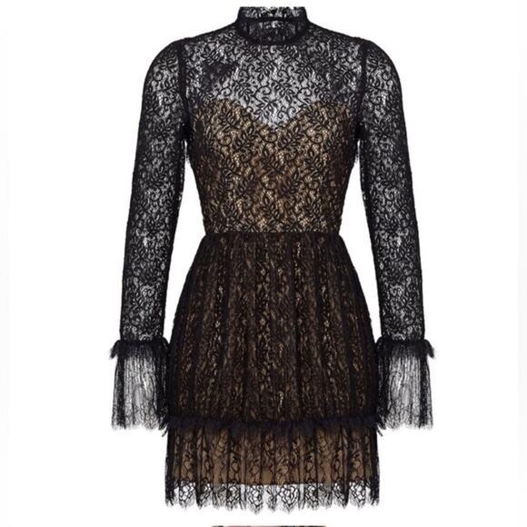 Sailor Amity Mini Dress Black Lace Mockneck Whimsigoth Size X-Small Gently Used - Picture 2 of 9